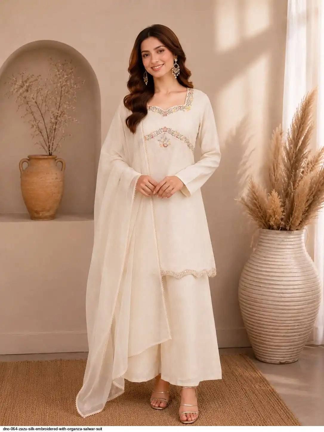 DNO 064 ZAZU SILK EMBROIDERED WITH ORGANZA SALWAR SUIT 2