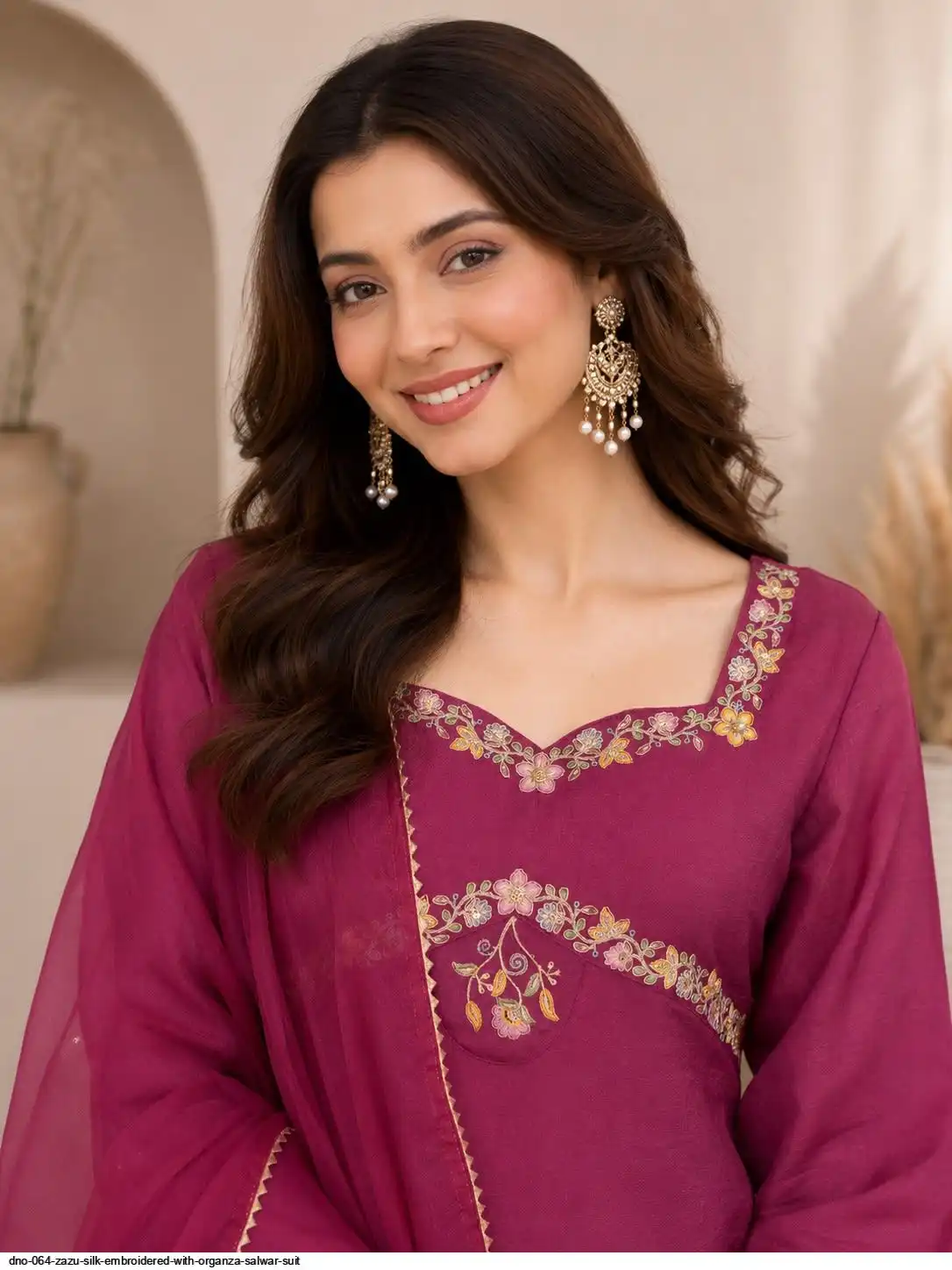 DNO 064 ZAZU SILK EMBROIDERED WITH ORGANZA SALWAR SUIT 1