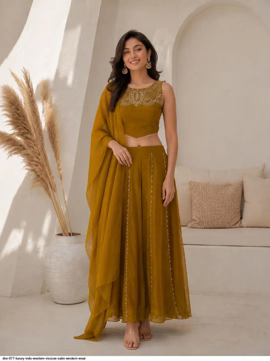 DNO 077 LUXURY INDO WESTERN VISCOSE SATIN WESTERN WEAR 2