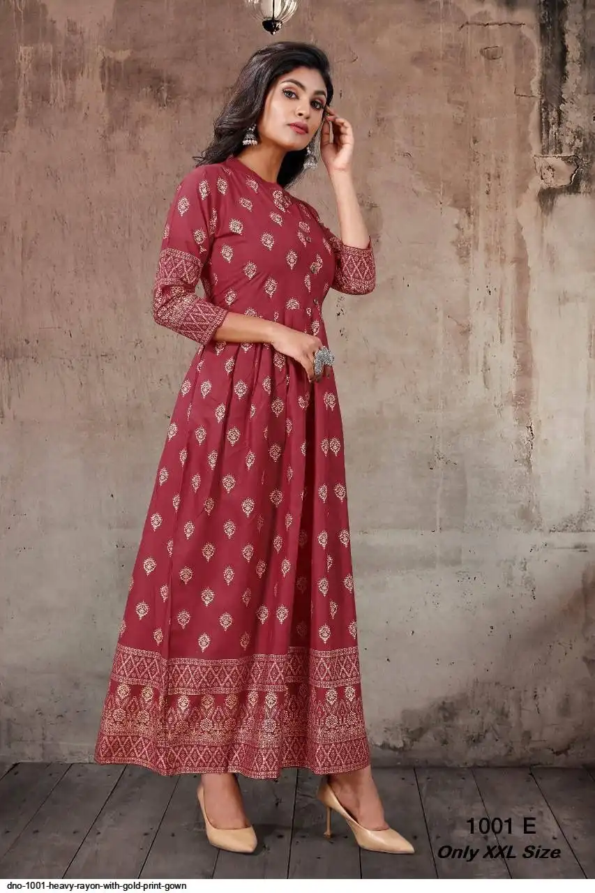 DNO 1001 HEAVY RAYON WITH GOLD PRINT GOWN 3
