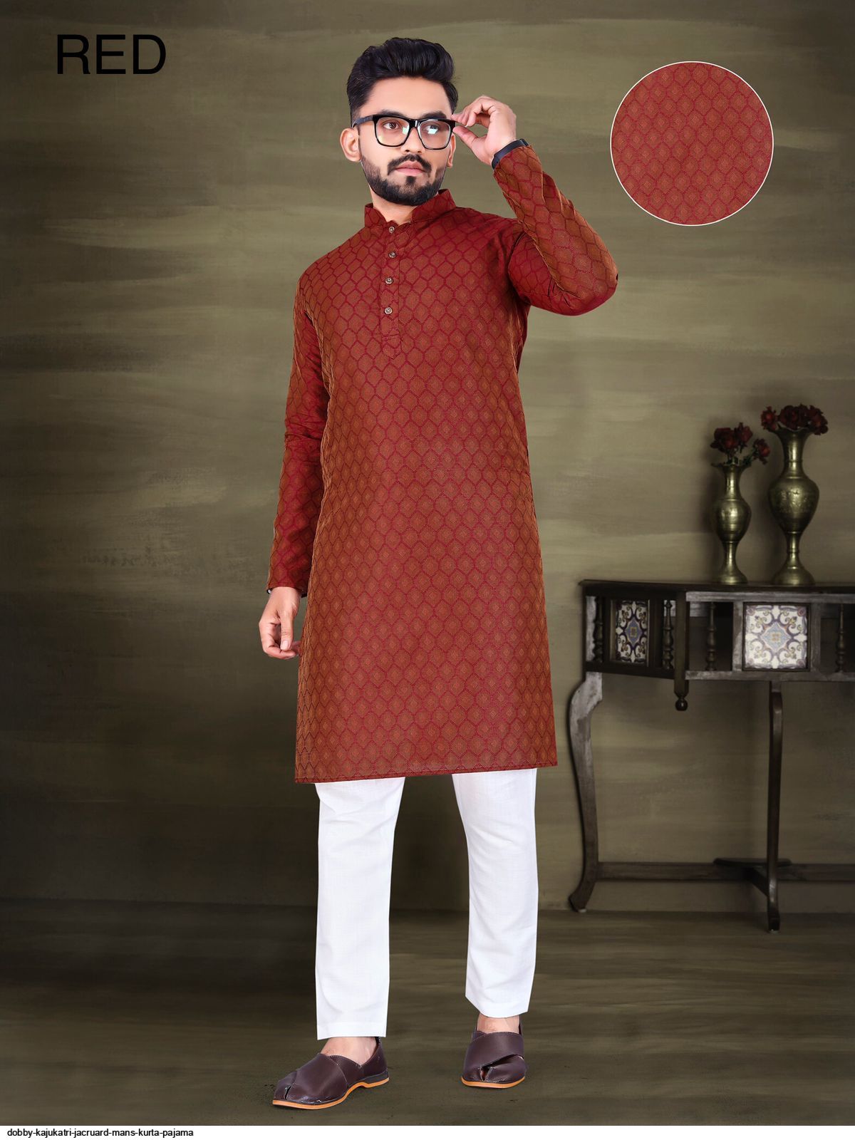 DOBBY KAJUKATRI JACRUARD MANS KURTA PAJAMA E