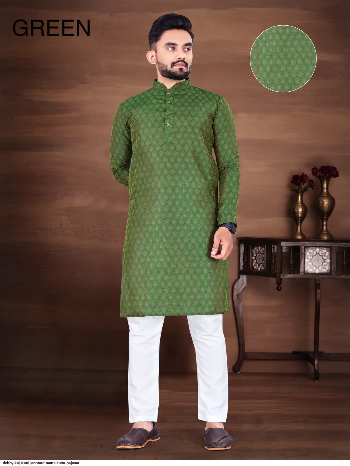 DOBBY KAJUKATRI JACRUARD MANS KURTA PAJAMA B