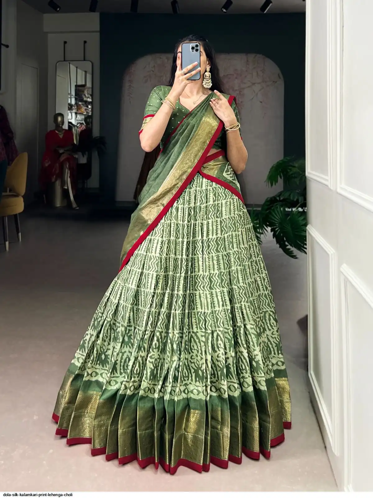 DOLA SILK KALAMKARI PRINT LEHENGA CHOLI C