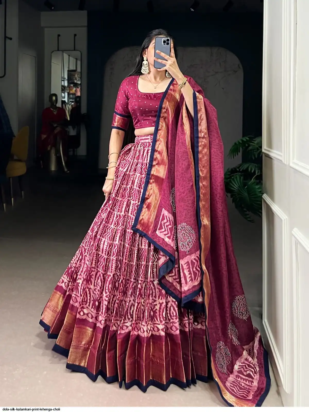 DOLA SILK KALAMKARI PRINT LEHENGA CHOLI B