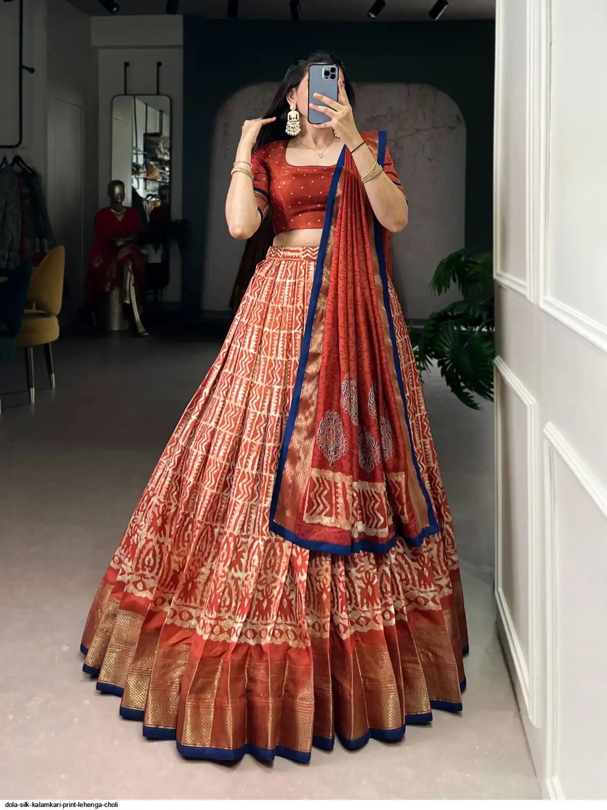DOLA SILK KALAMKARI PRINT LEHENGA CHOLI D