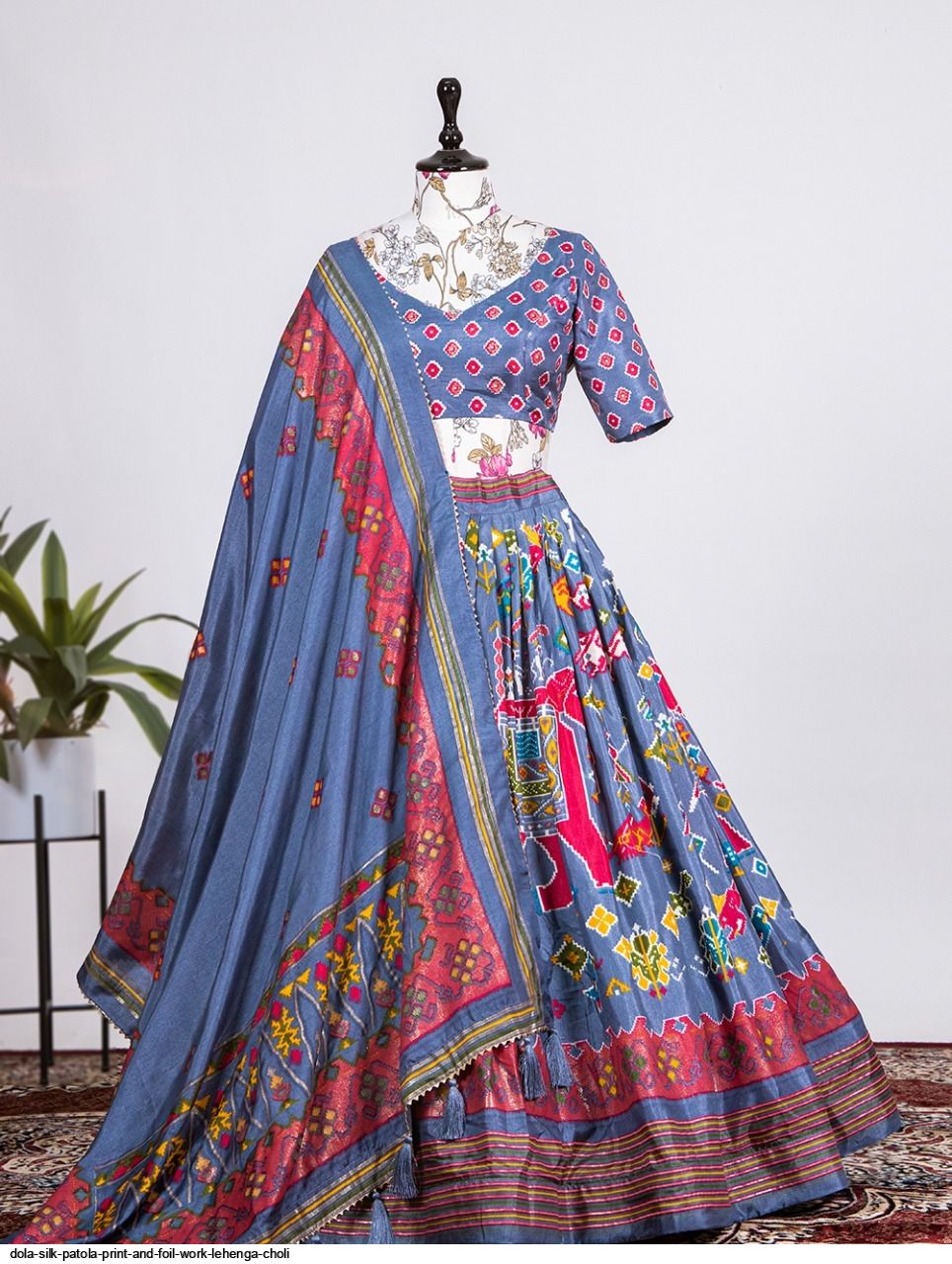 Dola Silk Patola Print and foil work lehenga choli