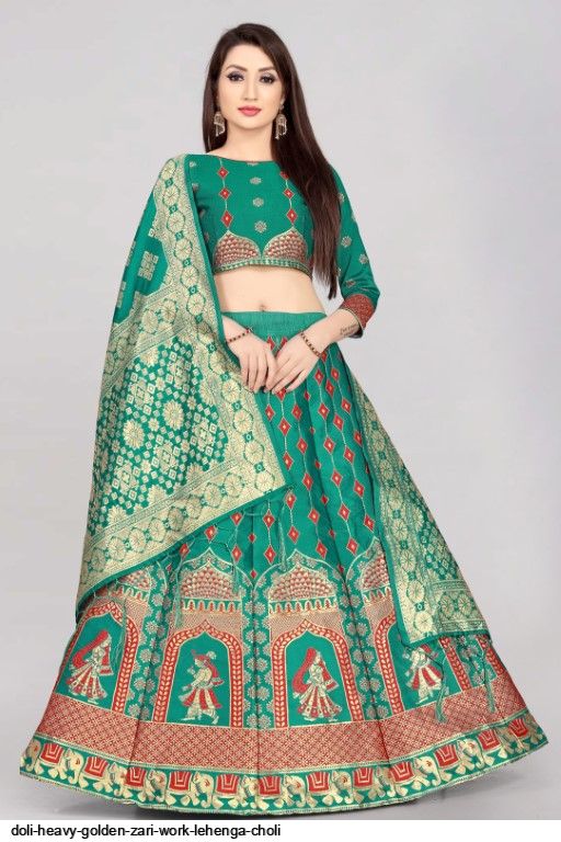 Reeta Fashion Traditional Semi Stitched Morpich Narayan Pet Cotton Zari  Work Lehenga Choli | Reeta Fashion