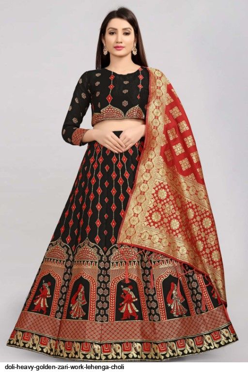 Buy Fabcartz Self Design Unstitched Litchi Silk with Zari work Lehenga Choli  (Rani) Online at Best Prices in India - JioMart.
