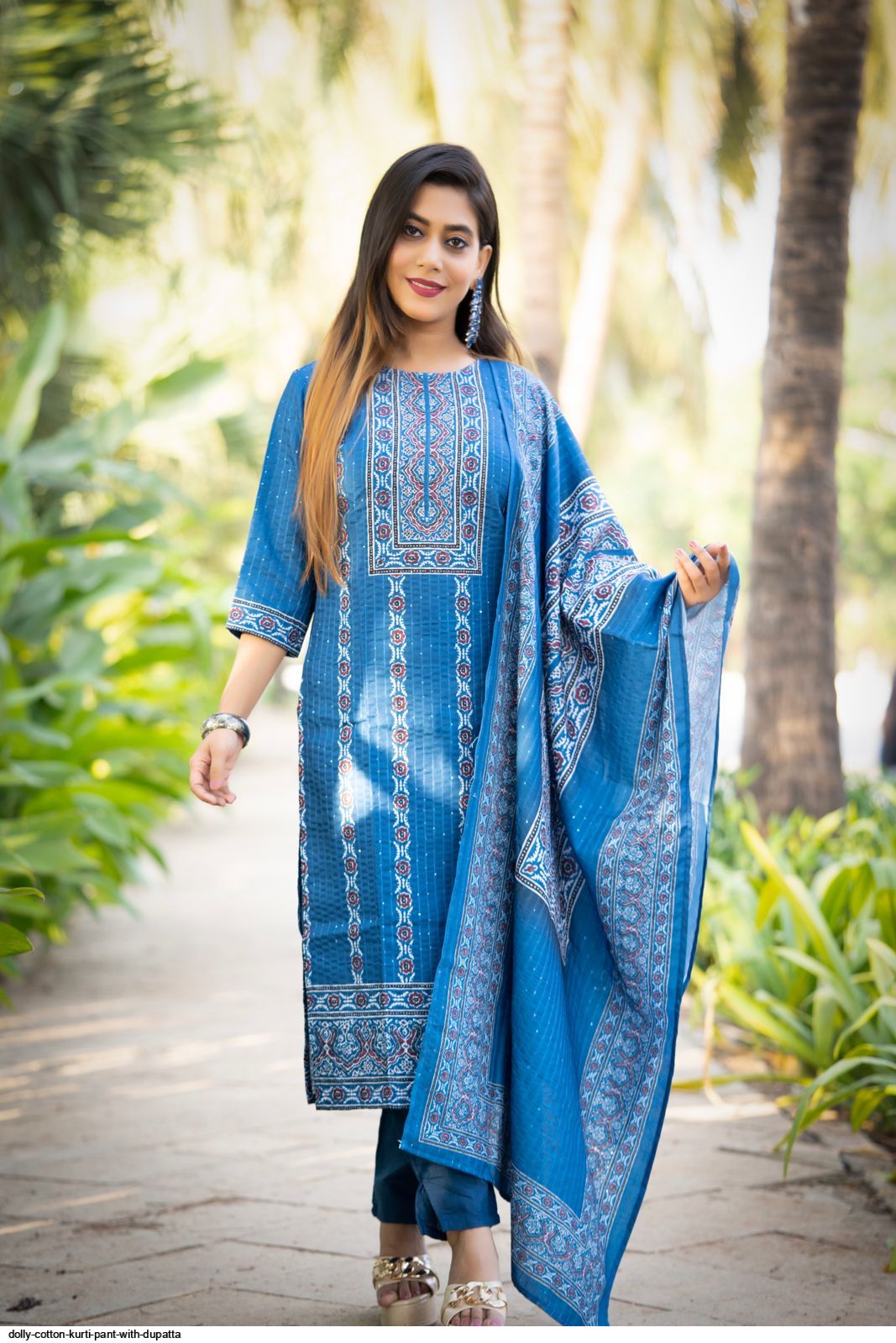 DOLLY COTTON KURTI PANT WITH DUPATTA