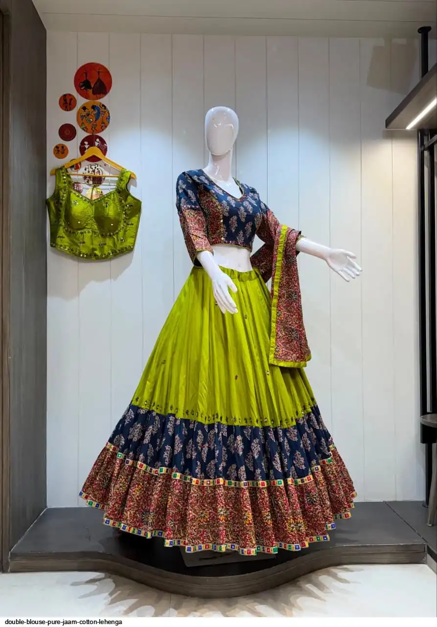 DOUBLE BLOUSE PURE JAAM COTTON LEHENGA 2