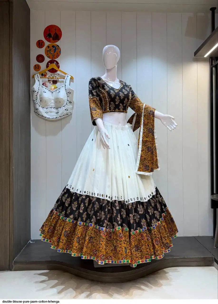 DOUBLE BLOUSE PURE JAAM COTTON LEHENGA 1