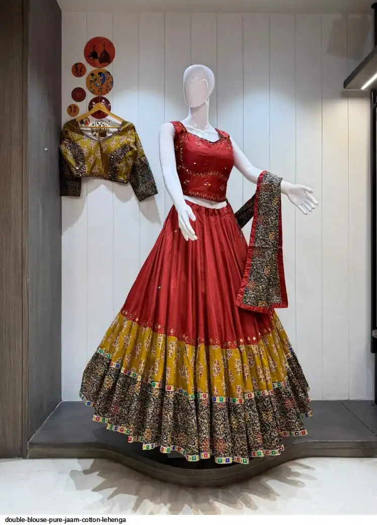 DOUBLE BLOUSE PURE JAAM COTTON LEHENGA 3