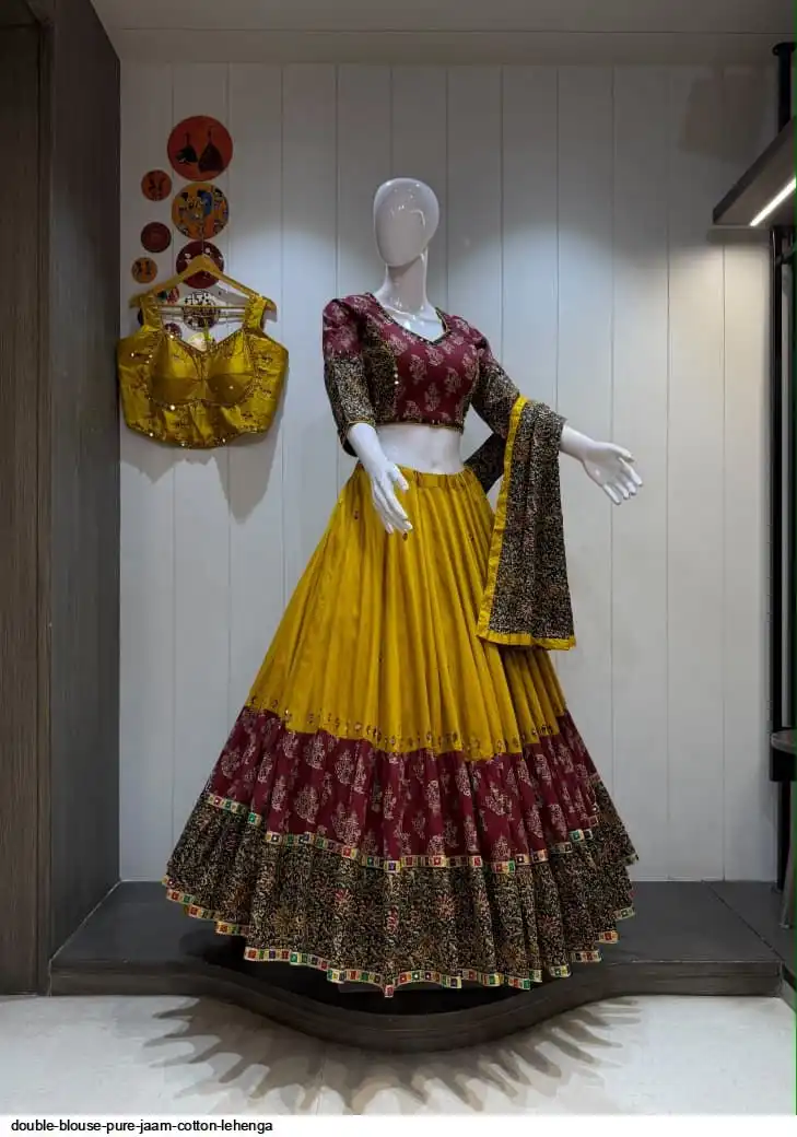 DOUBLE BLOUSE PURE JAAM COTTON LEHENGA 4