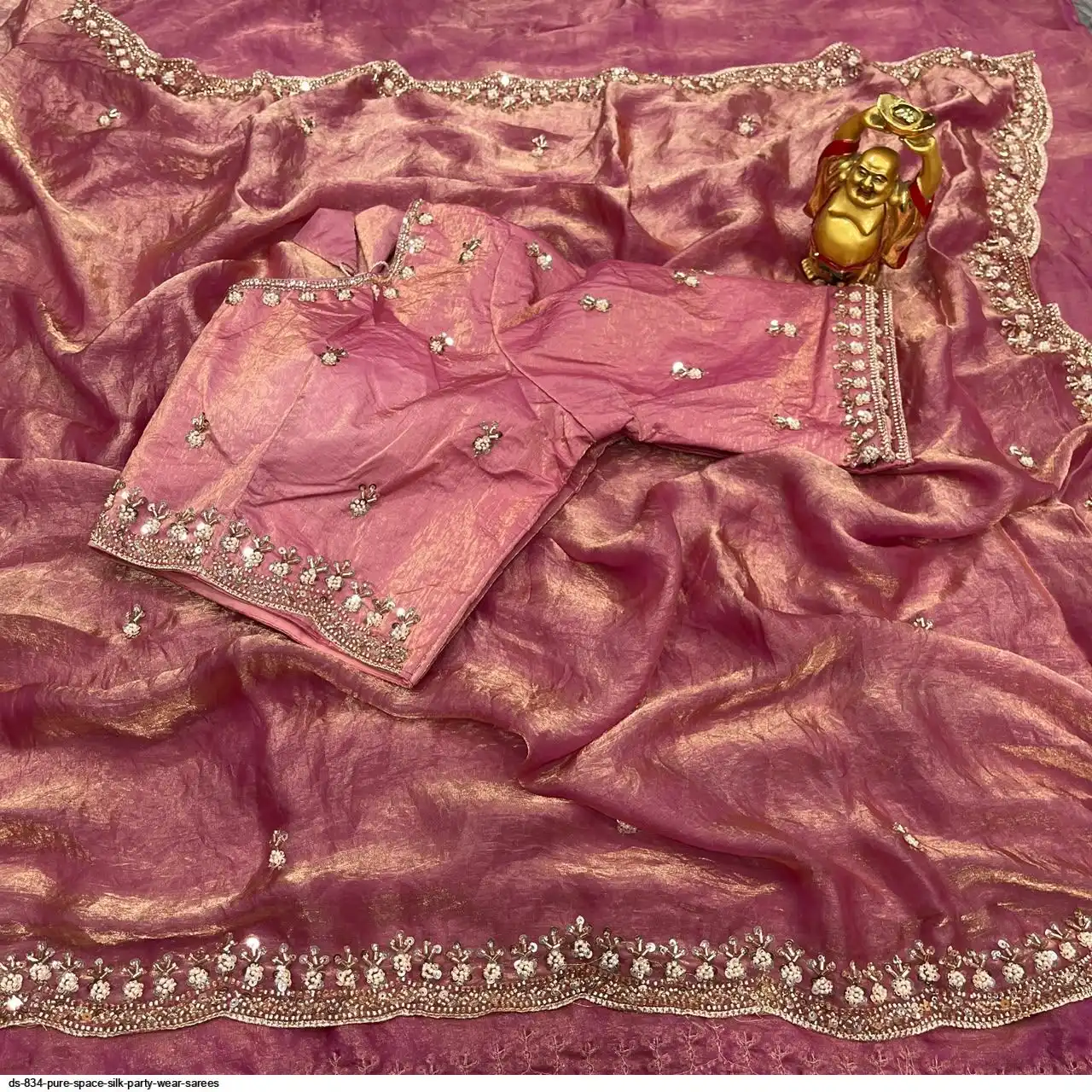 DS 834 PURE SPACE SILK PARTY WEAR SAREES I