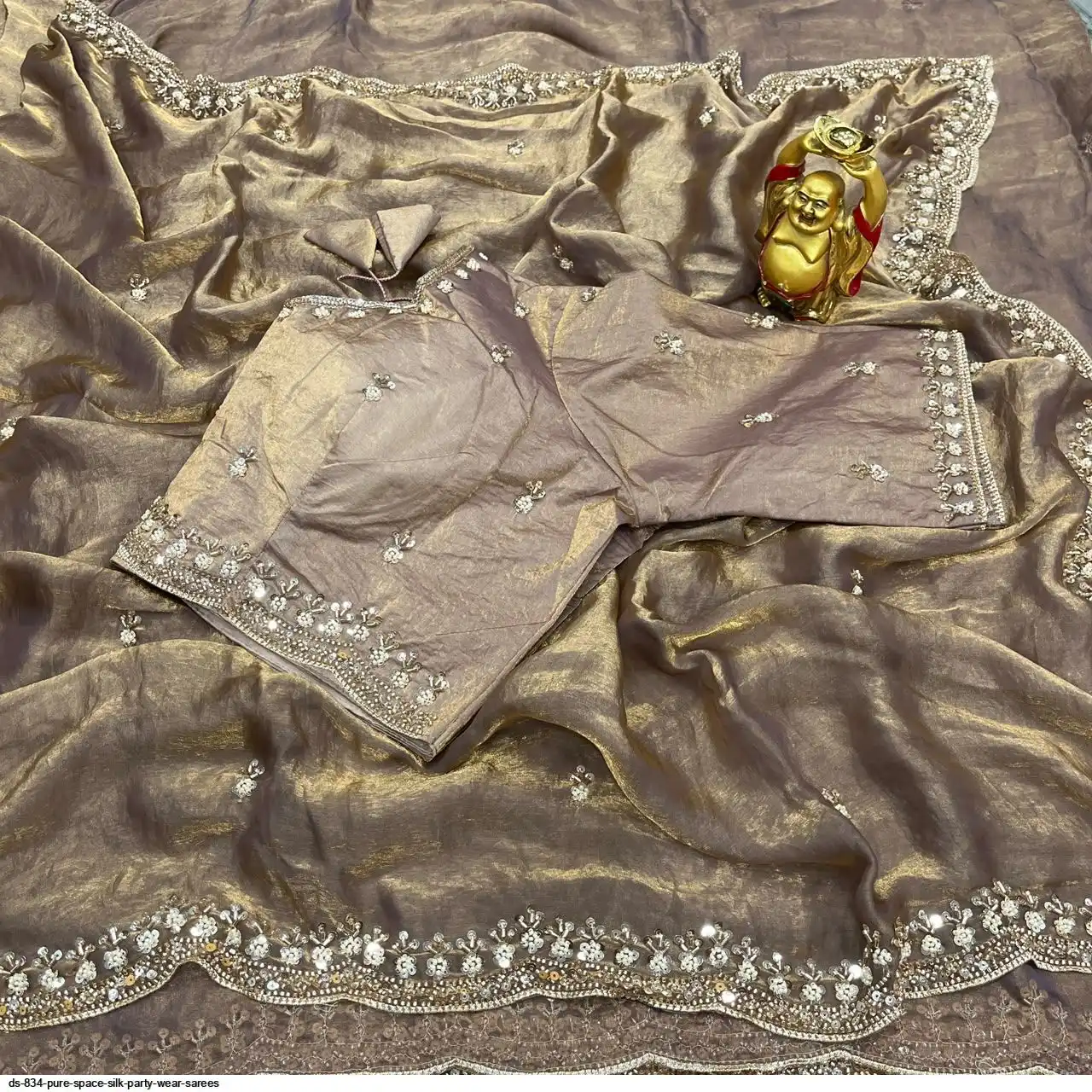 DS 834 PURE SPACE SILK PARTY WEAR SAREES J