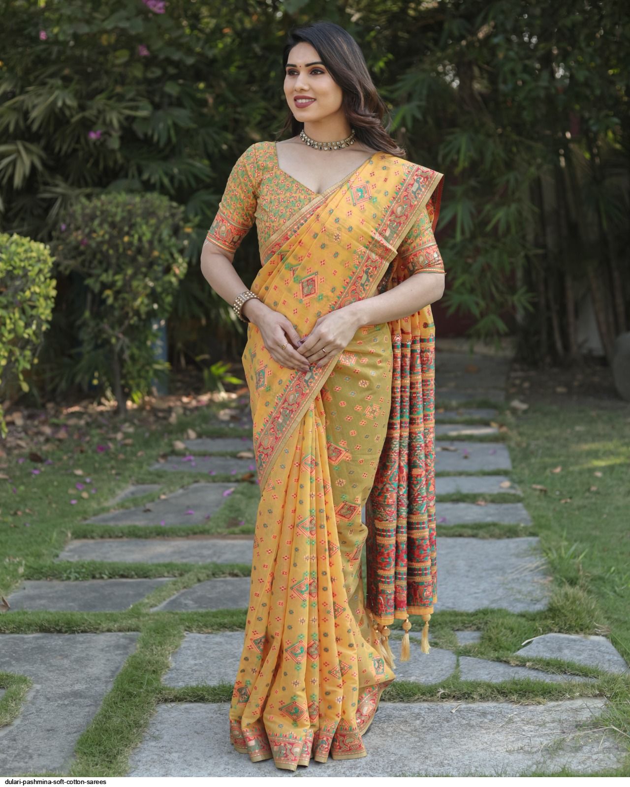 Buy Pashmina Soft Cotton Peach Pink Saree (NWSA-6110) Online