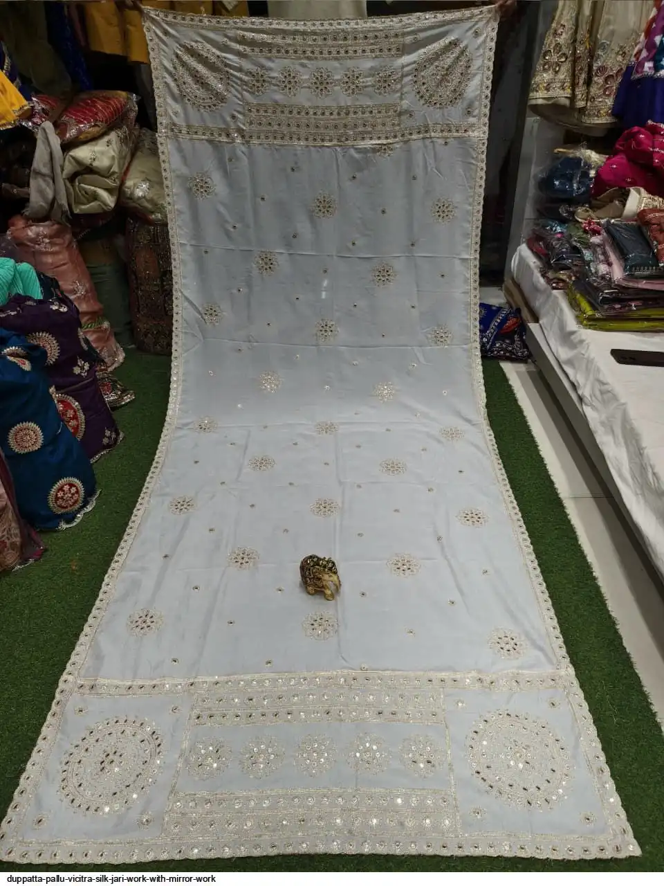 DUPPATTA PALLU VICITRA SILK JARI WORK WITH MIRROR WORK 1
