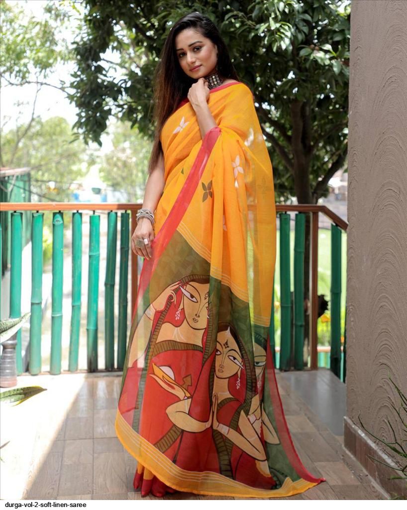 Berry Linen Saree