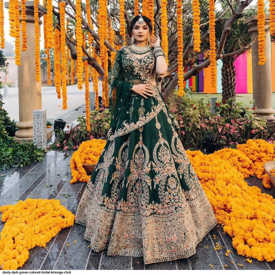 Buy Dark Green Color Lehenga with Net Choli Online - LLCV01326 | Andaaz  Fashion