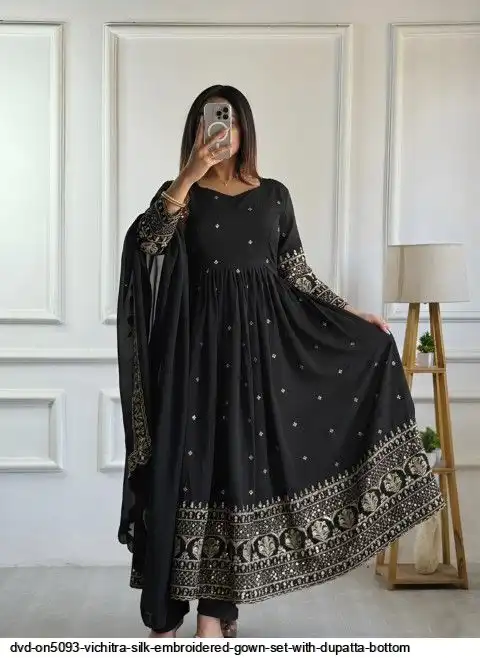 DVD ON5093 VICHITRA SILK EMBROIDERED GOWN SET WITH DUPATTA BOTTOM C