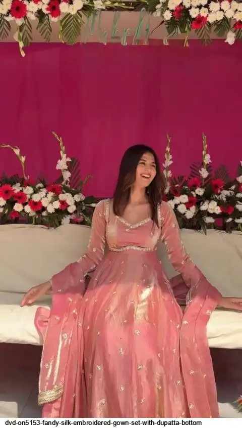 DVD ON5153 FANDY SILK EMBROIDERED GOWN SET WITH DUPATTA BOTTOM D