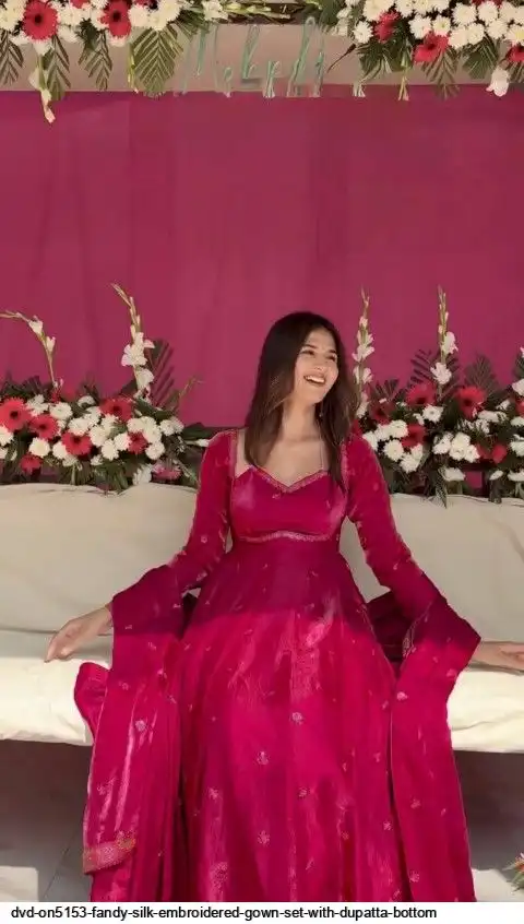 DVD ON5153 FANDY SILK EMBROIDERED GOWN SET WITH DUPATTA BOTTOM A