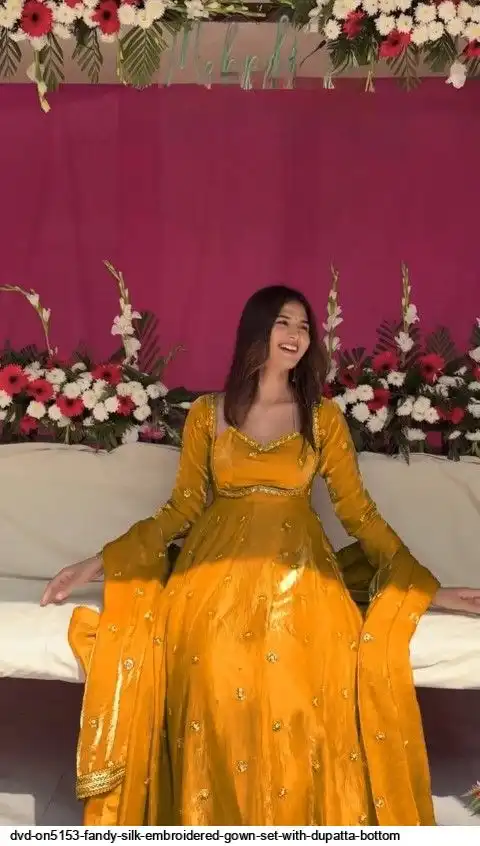 DVD ON5153 FANDY SILK EMBROIDERED GOWN SET WITH DUPATTA BOTTOM F