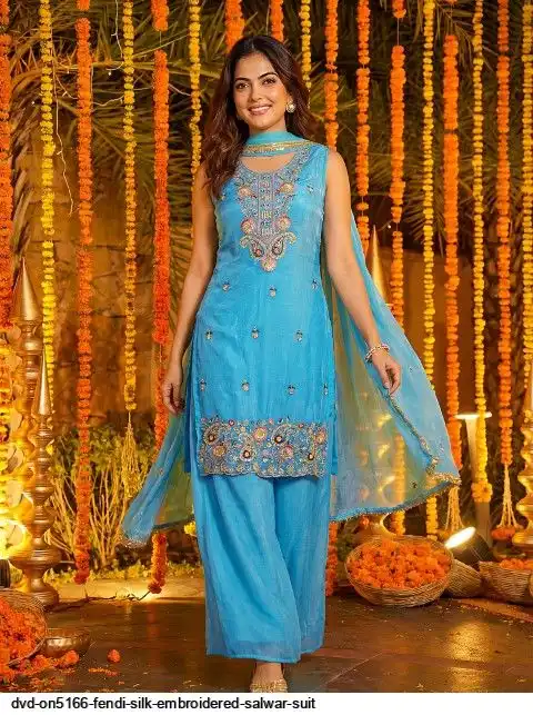 DVD ON5166 FENDI SILK EMBROIDERED SALWAR SUIT B