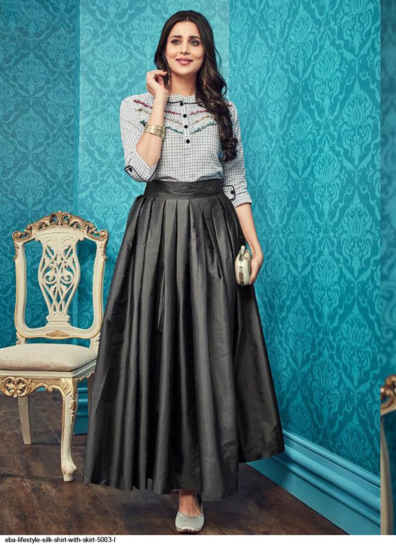 Silk Shirt With Skirt EBA LIFESTYLE SILK SHIRT WITH SKIRT 5003 L