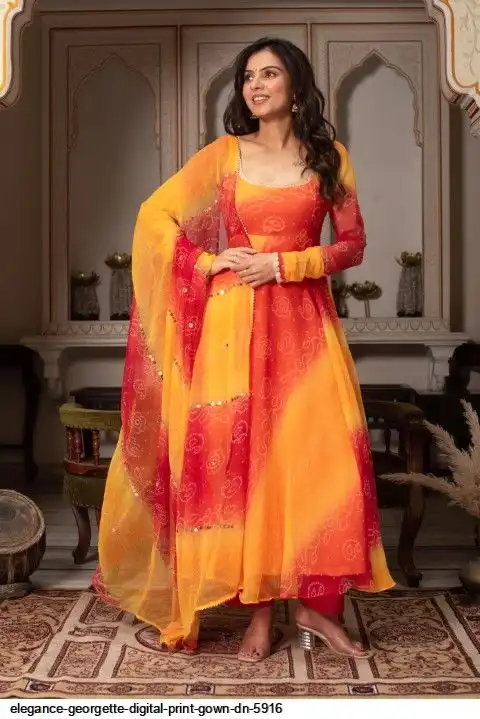 ELEGANCE GEORGETTE DIGITAL PRINT GOWN DN 5916 A