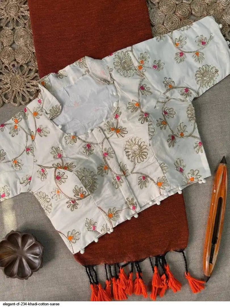 ELEGANT CF 234 KHADI COTTON SAREE J