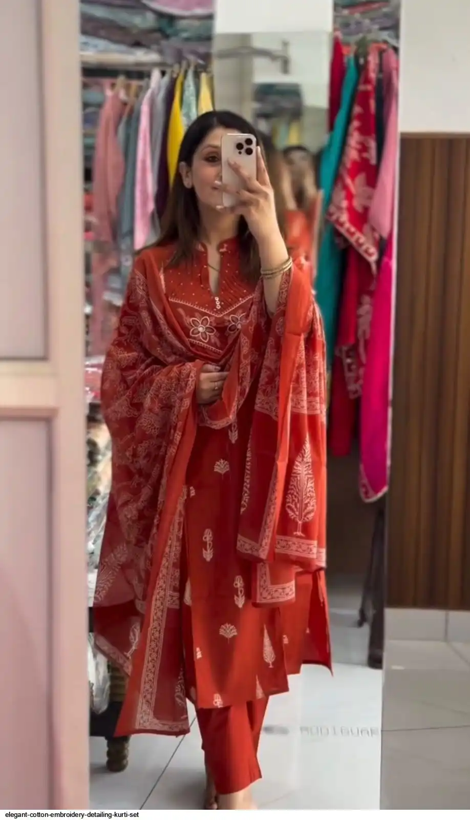 ELEGANT COTTON EMBROIDERY DETAILING KURTI SET A