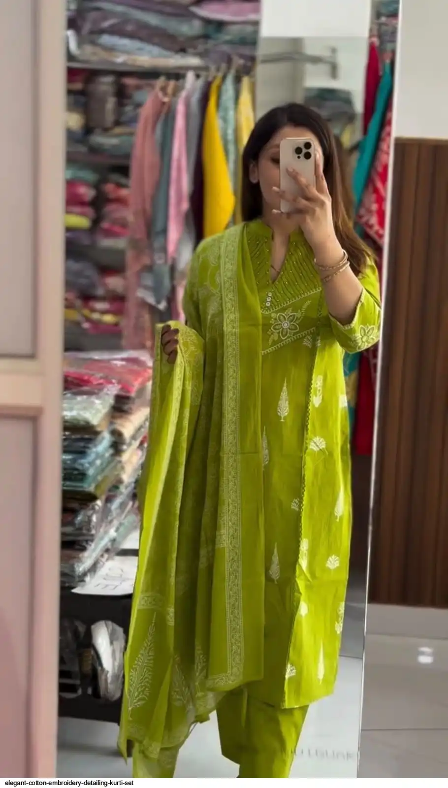 ELEGANT COTTON EMBROIDERY DETAILING KURTI SET B