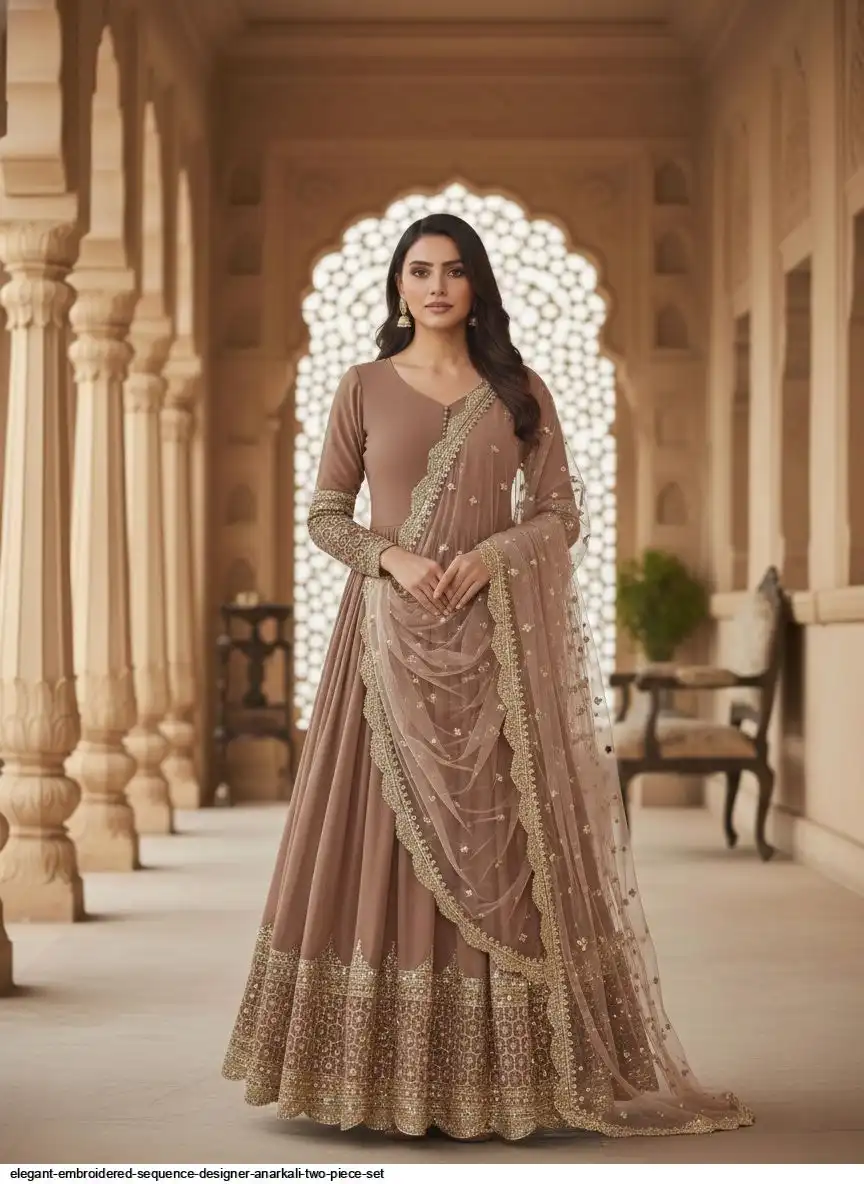 ELEGANT EMBROIDERED SEQUENCE DESIGNER ANARKALI TWO PIECE SET 2