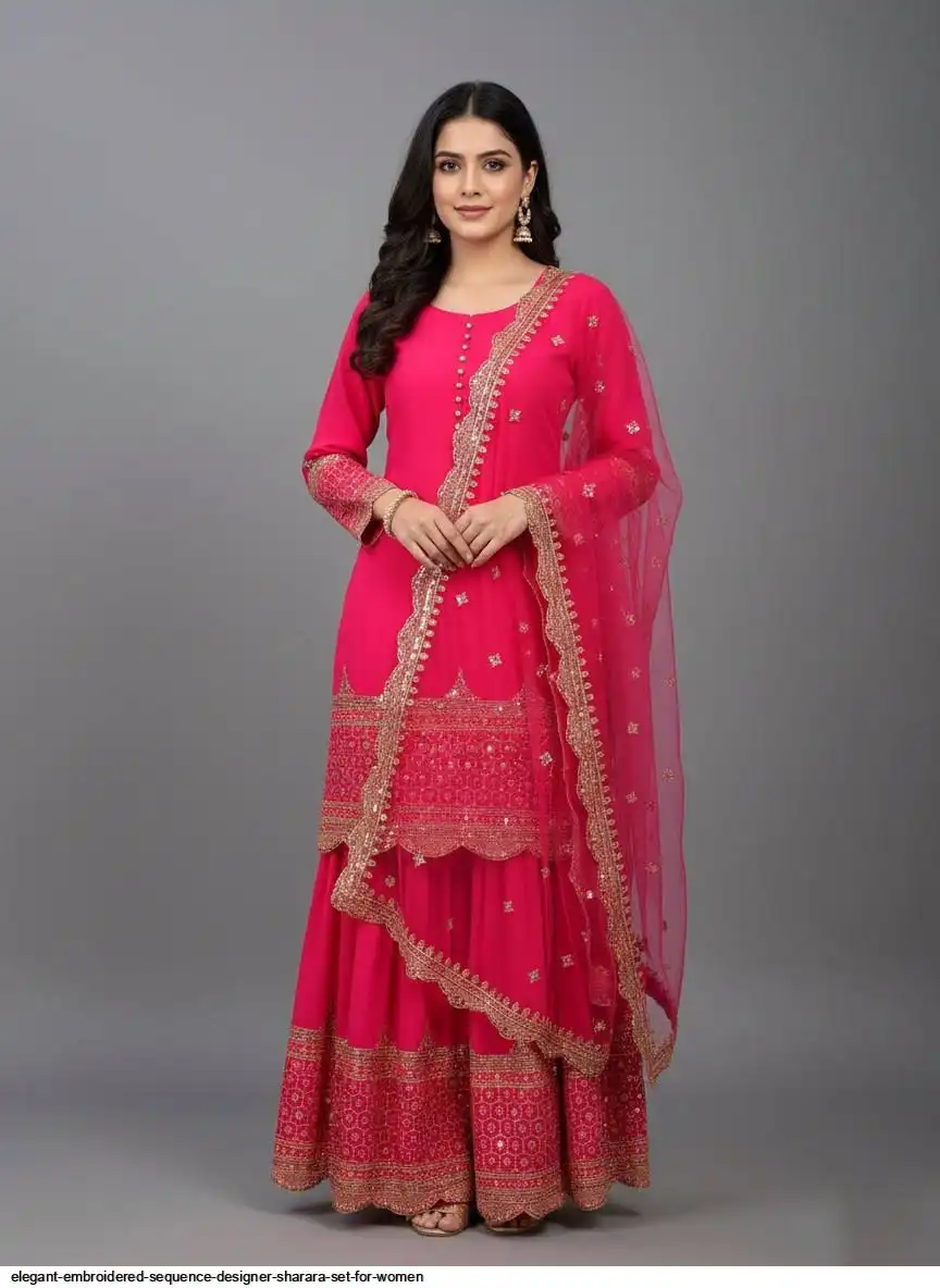 ELEGANT EMBROIDERED SEQUENCE DESIGNER SHARARA SET FOR WOMEN 1