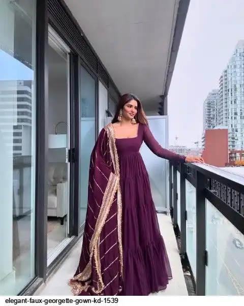 ELEGANT FAUX GEORGETTE GOWN KD 1539 C