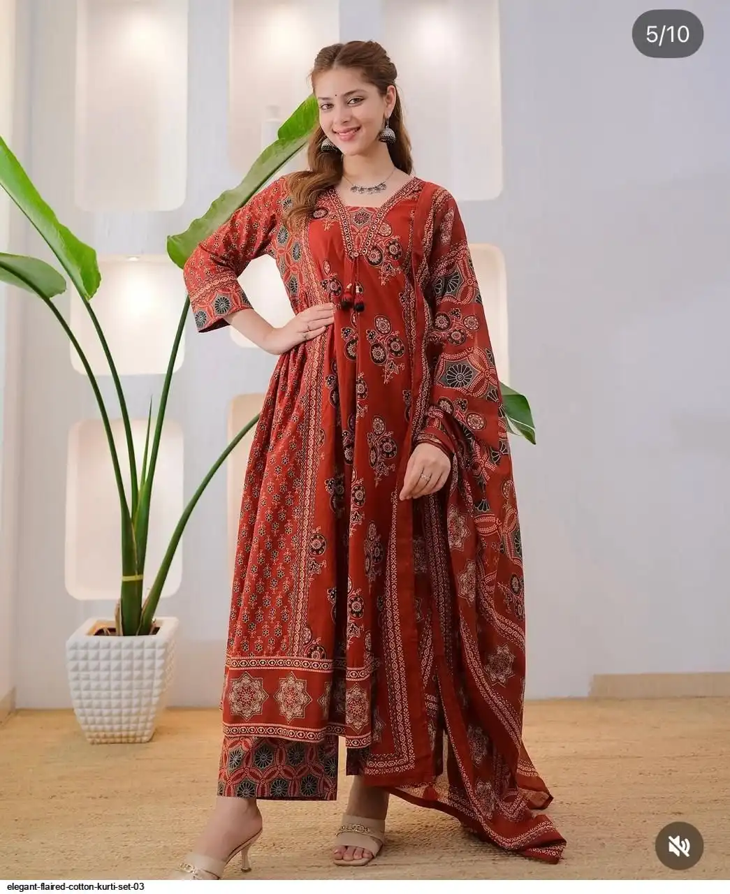 ELEGANT FLAIRED COTTON KURTI SET 03 B