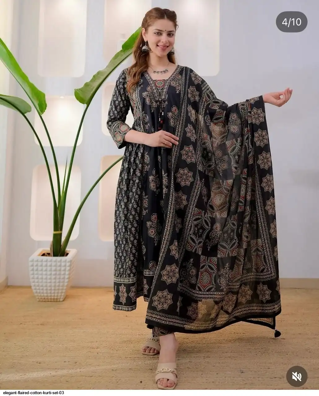 ELEGANT FLAIRED COTTON KURTI SET 03 A