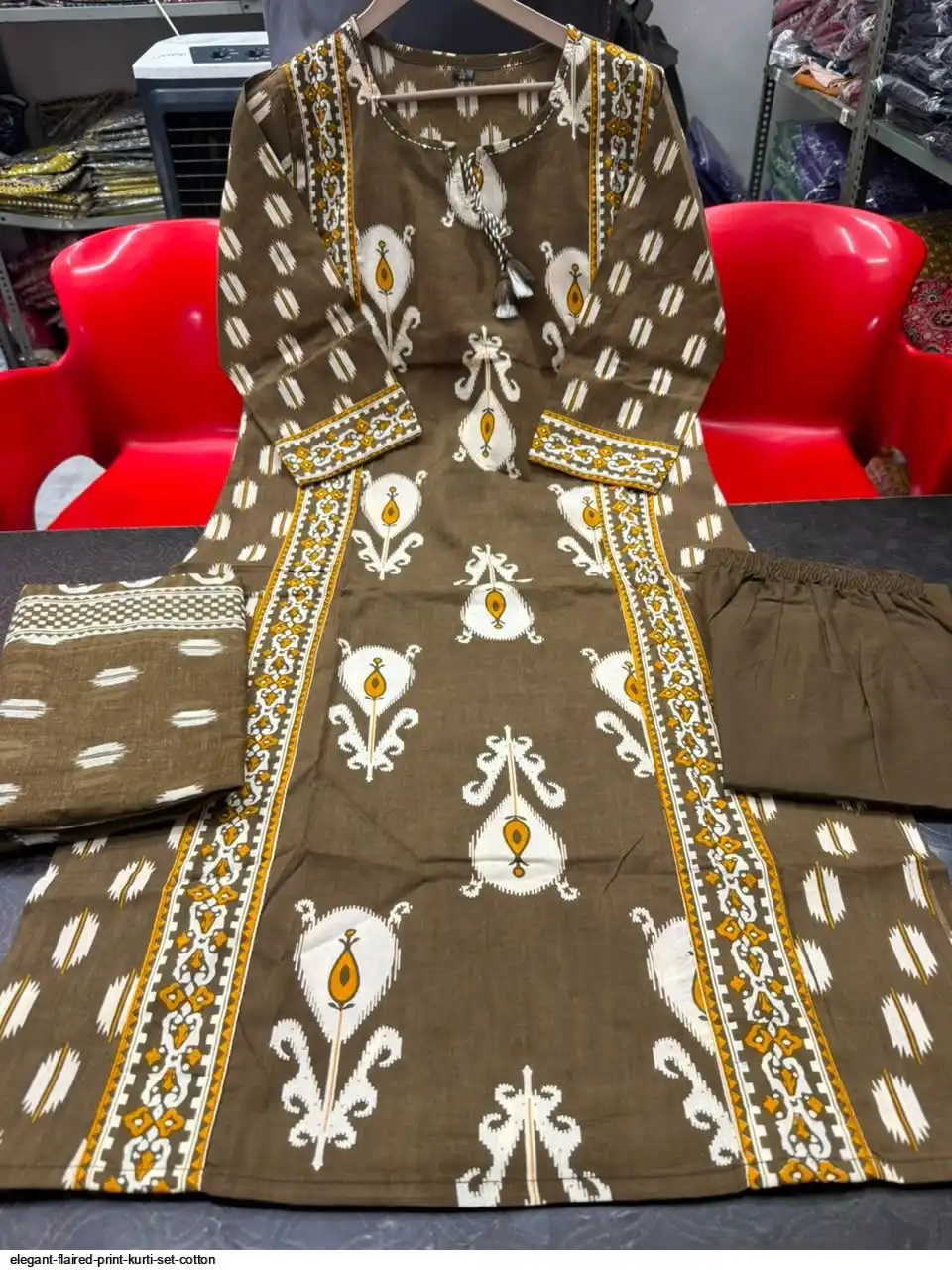 ELEGANT FLAIRED PRINT KURTI SET COTTON B