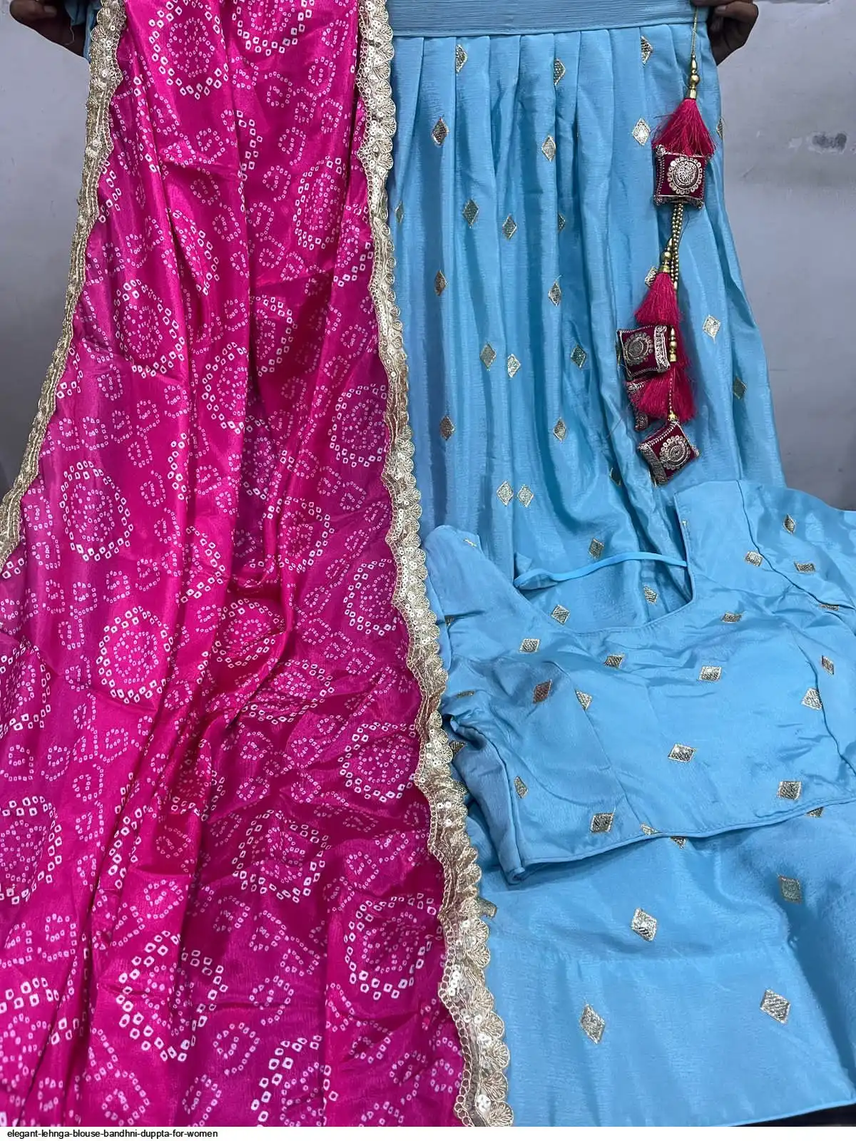 ELEGANT LEHNGA BLOUSE BANDHNI DUPPTA FOR WOMEN 7