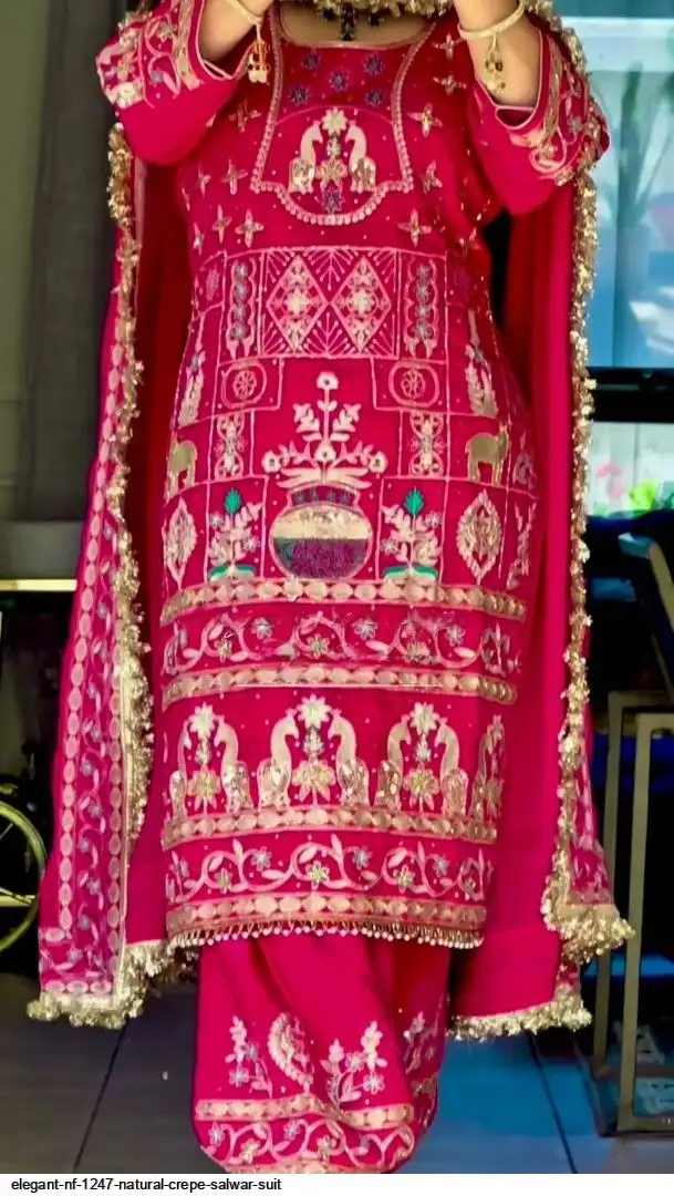 ELEGANT NF 1247 NATURAL CREPE SALWAR SUIT E
