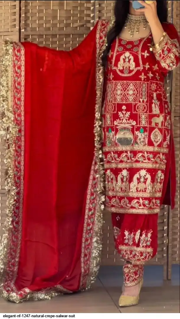 ELEGANT NF 1247 NATURAL CREPE SALWAR SUIT C