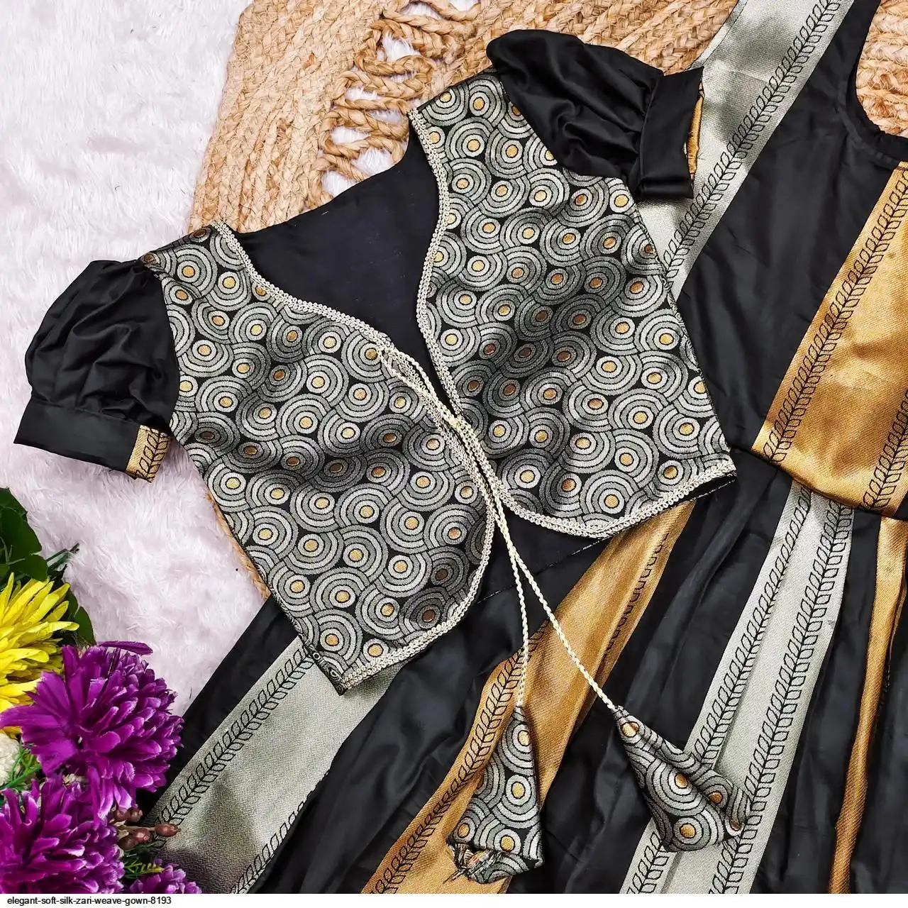 ELEGANT SOFT SILK ZARI WEAVE GOWN 8193 C