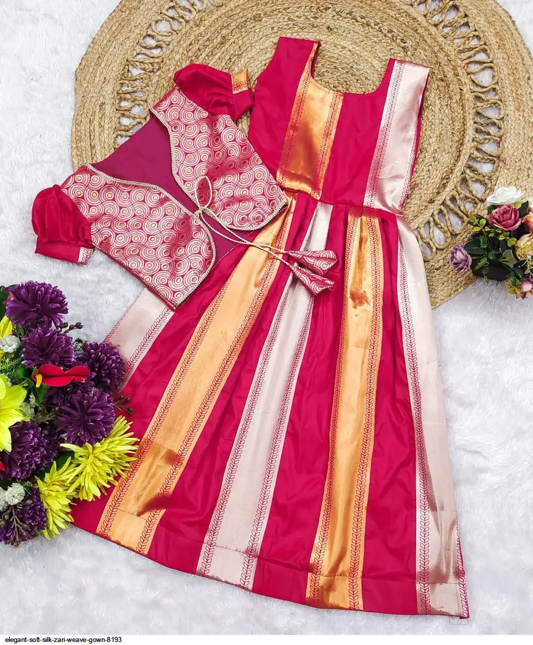 ELEGANT SOFT SILK ZARI WEAVE GOWN 8193 D