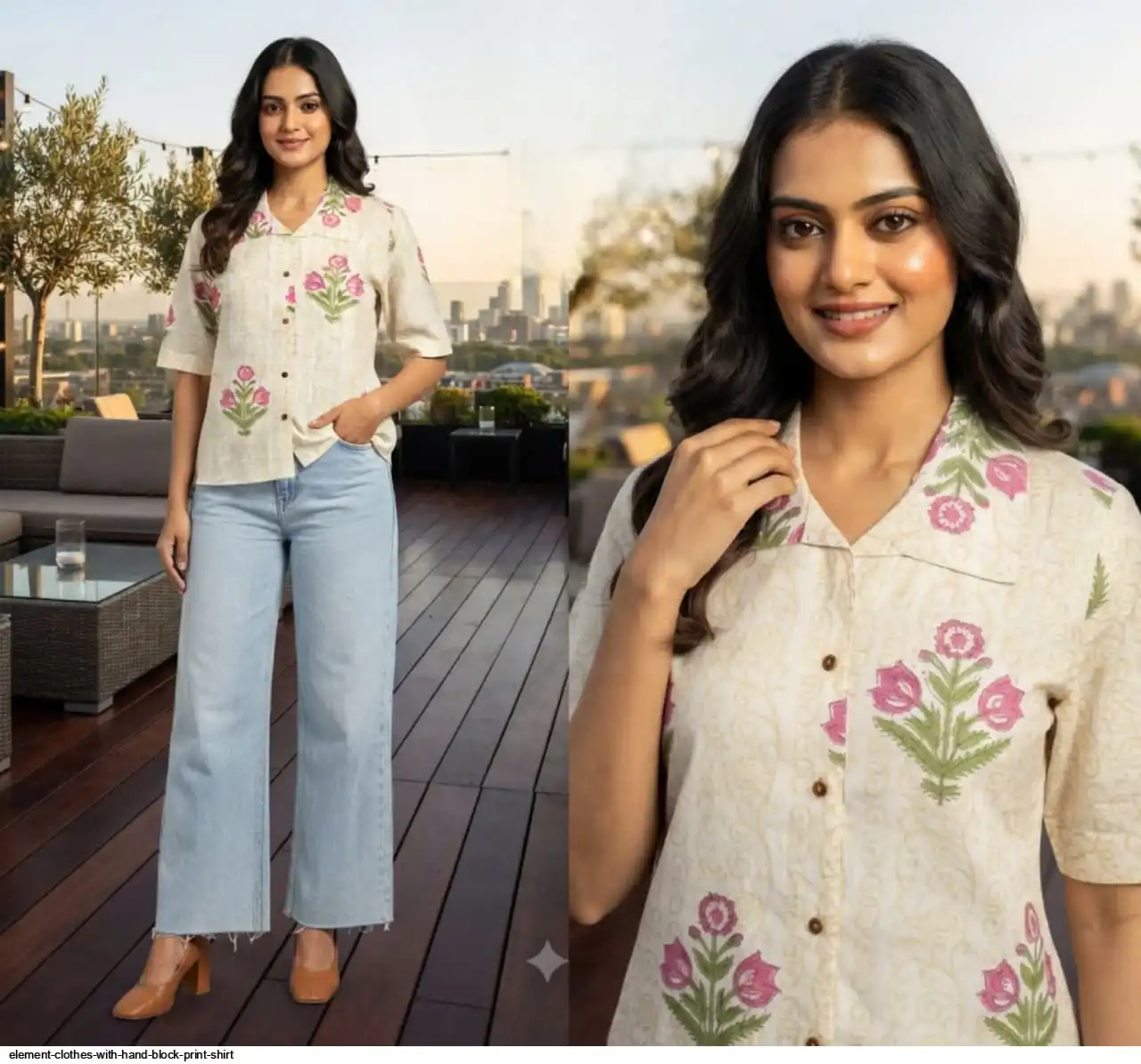 ELEMENT CLOTHES WITH HAND BLOCK PRINT SHIRT I