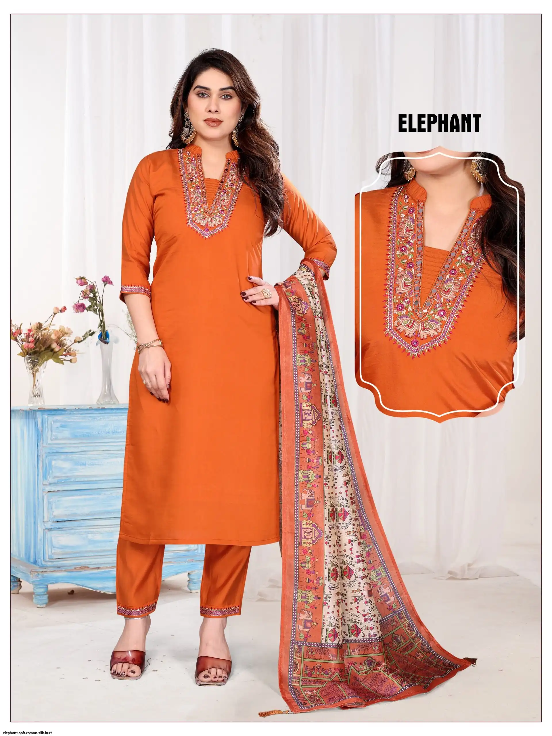 ELEPHANT SOFT ROMAN SILK KURTI