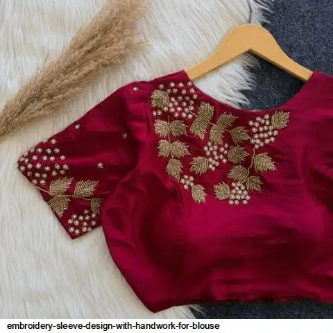 EMBROIDERY SLEEVE DESIGN WITH HANDWORK FOR BLOUSE B