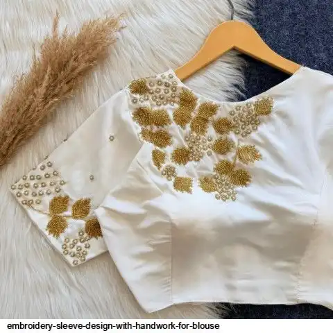 EMBROIDERY SLEEVE DESIGN WITH HANDWORK FOR BLOUSE C