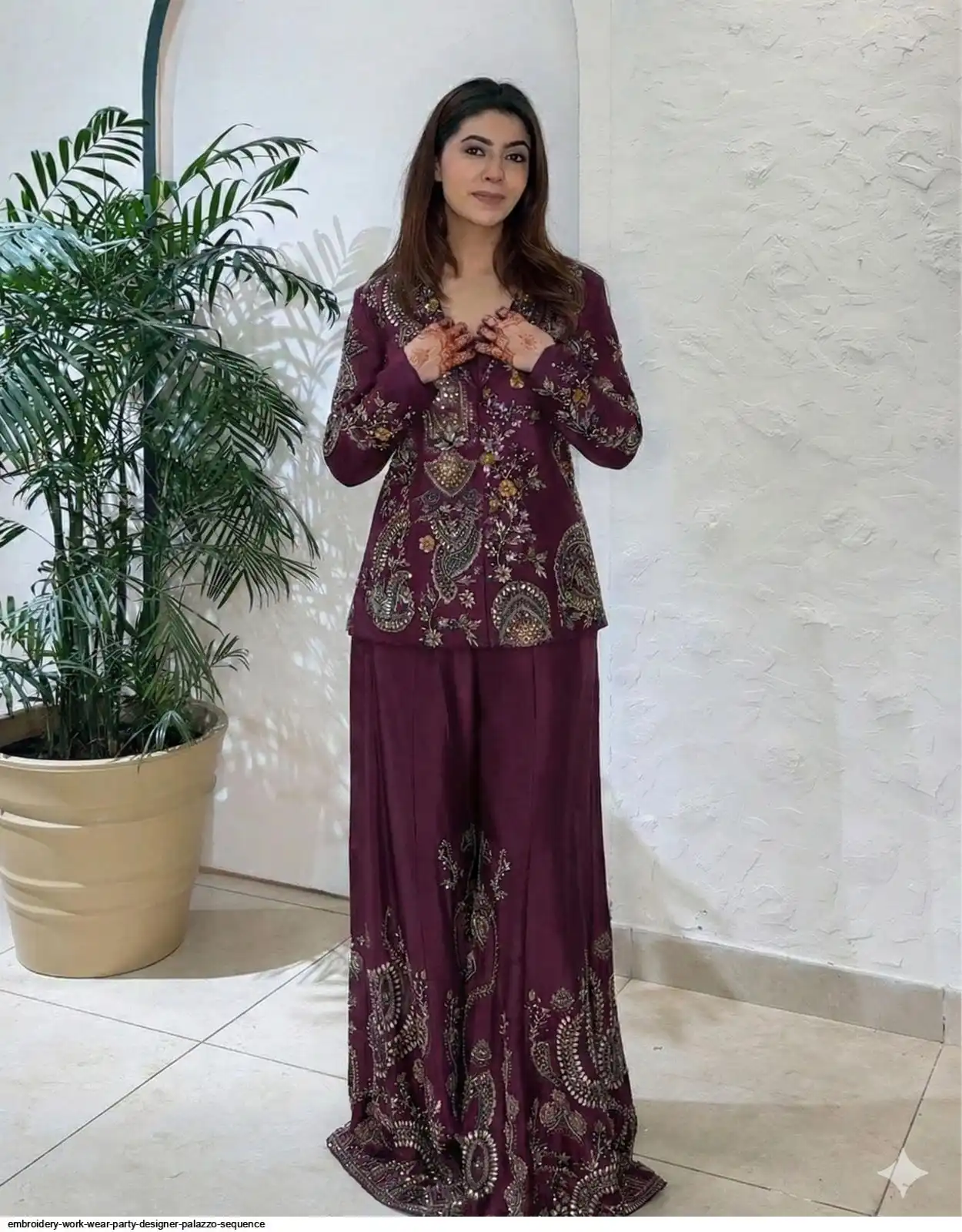 EMBROIDERY WORK WEAR PARTY DESIGNER PALAZZO SEQUENCE 4