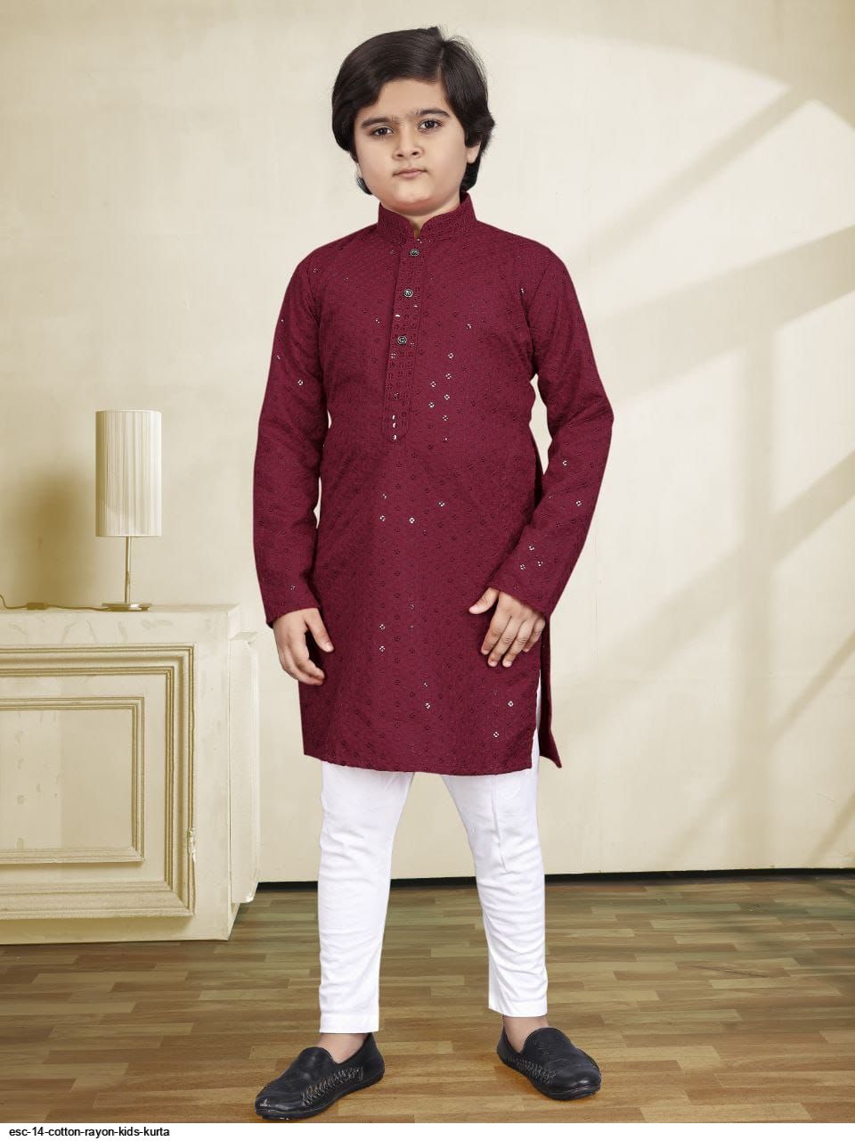 ESC 14 COTTON RAYON KIDS KURTA PAJAMA - Main Image